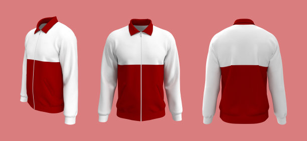 哈林顿色块夹克模型正面，侧面和背面的观点图片下载