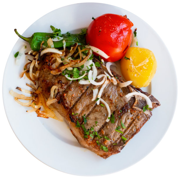 烤小牛排配土豆和蔬菜图片下载