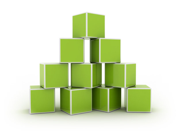 堆成金字塔形状的绿色盒子图片下载