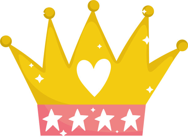 公主童话皇冠与心形装饰卡通图片下载