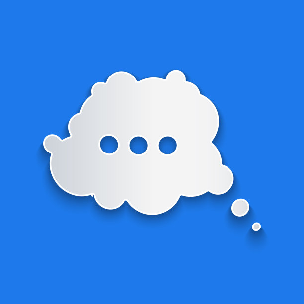 剪纸语音气泡聊天图标孤立在蓝色图片下载