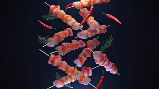 烧烤烧烤串。三维渲染图片下载