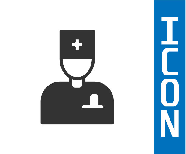 灰色男性医生图标孤立在白色背景图片下载