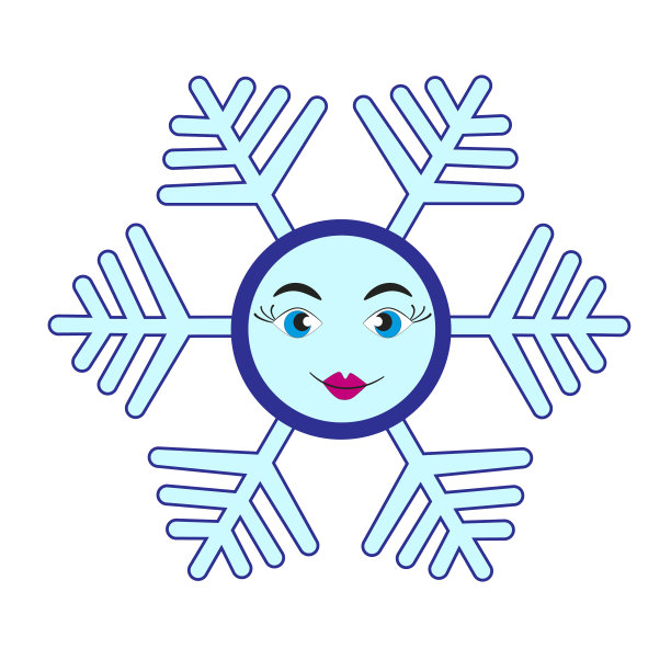 微笑的卡通雪花在白色的背景图片下载