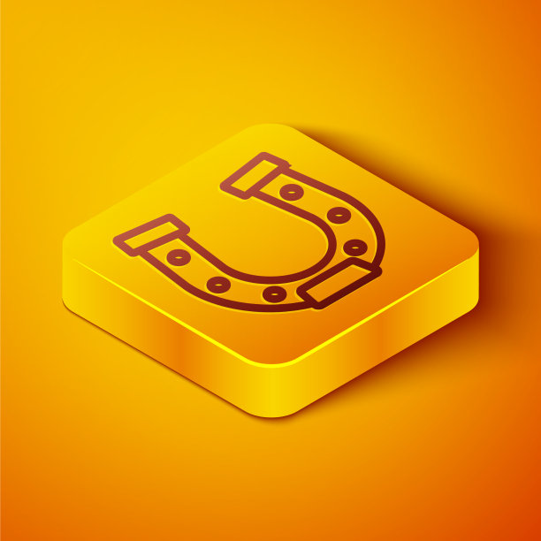 等距线马蹄形图标孤立在橙色上图片下载