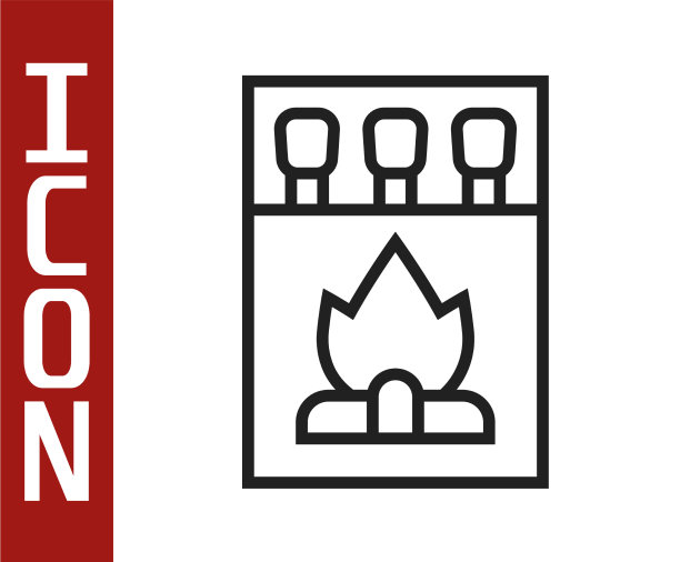 黑线打开火柴盒和火柴图标隔离图片下载