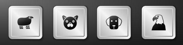 设羊、猫、狗、鹰头像银图片下载