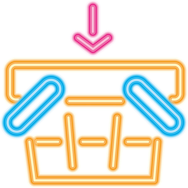 购物篮和箭头霓虹风格图片下载