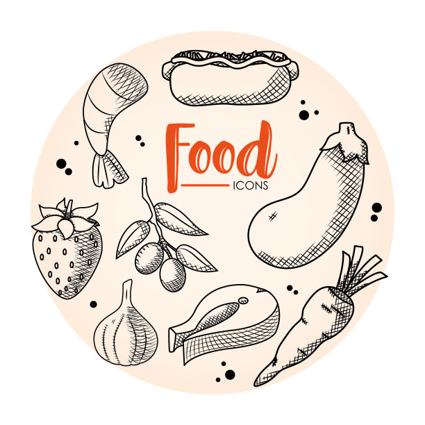 手绘风格的食物图标设置手绘风格图片下载
