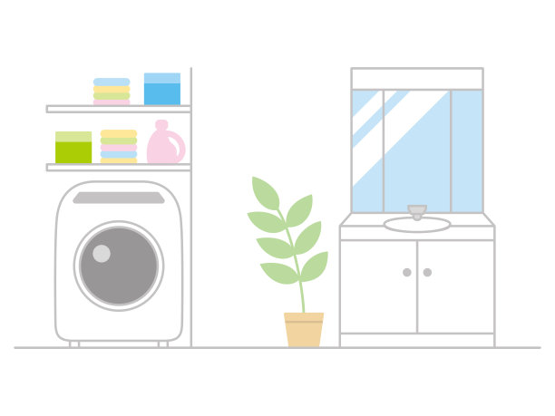 洗脸盆和洗衣机的插图图片下载