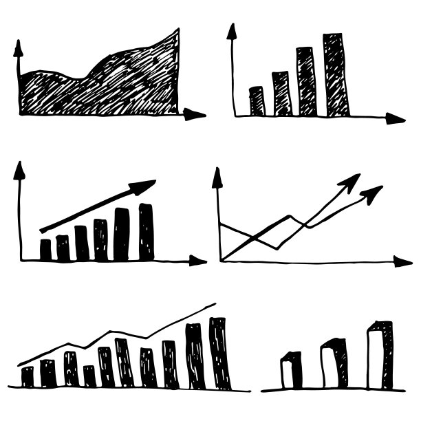 矢量手绘的一组图形或图表。草图。图片下载