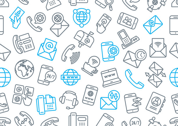 在白色背景上的业务矢量模式接触。图片下载