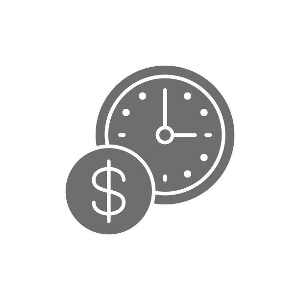 时间就是金钱，带硬币的灰色时钟图标图片下载