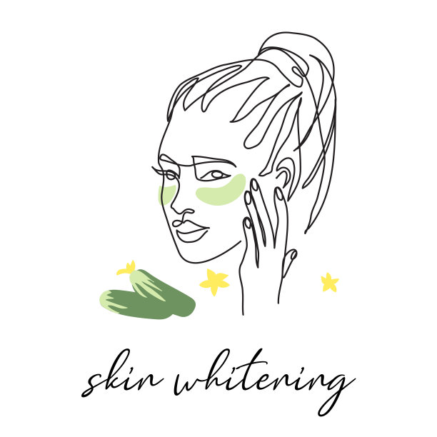 眼罩下加黄瓜，皮肤美白。脸部线条画，漂亮女孩头部画图片下载