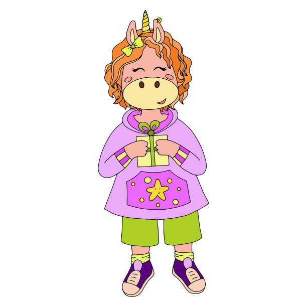 矢量插图与独角兽儿童和成人的书籍图片下载