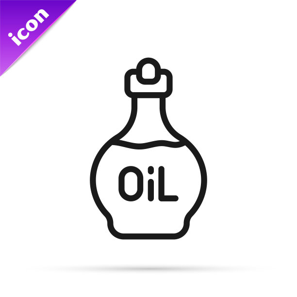 黑色线条精油瓶图标孤立在白色背景上。有机芳香疗法的本质。护肤血清玻璃滴包。向量图片下载