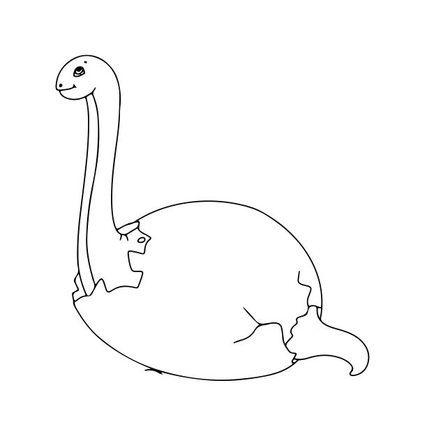 蛋里可爱的恐龙。小恐龙的生日。黑白彩色画册。矢量插图孤立在白色背景图片下载