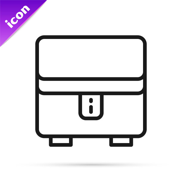 黑线珠宝盒图标孤立在白色背景。棺材和珠宝。向量图片下载