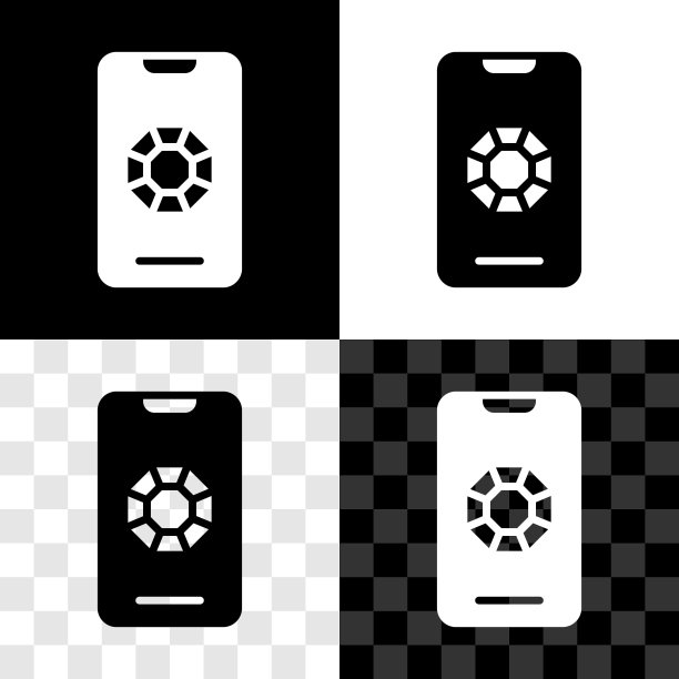 设置珠宝网上购物图标孤立的黑色和白色，透明的背景。向量图片下载