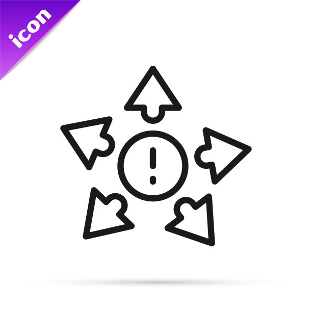 许多方式方向箭头图标孤立在白色背景上。向量图片下载