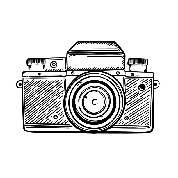 PHOTOCAMERA复古单色素描矢量插图集图片下载