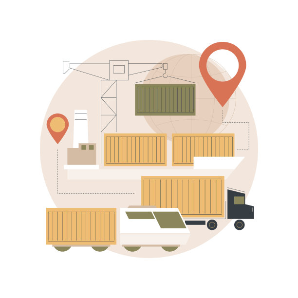 集装箱运输抽象概念矢量图。图片下载