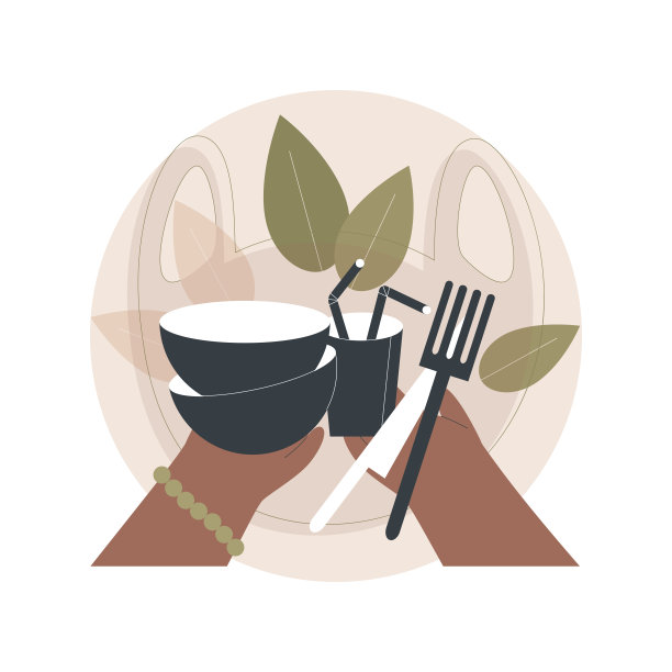 可降解一次性餐具抽象概念矢量插图。图片下载