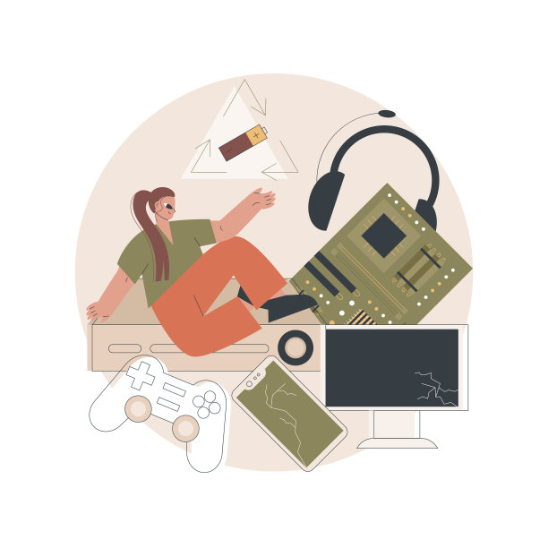 减少电子废物抽象概念矢量插图。图片下载