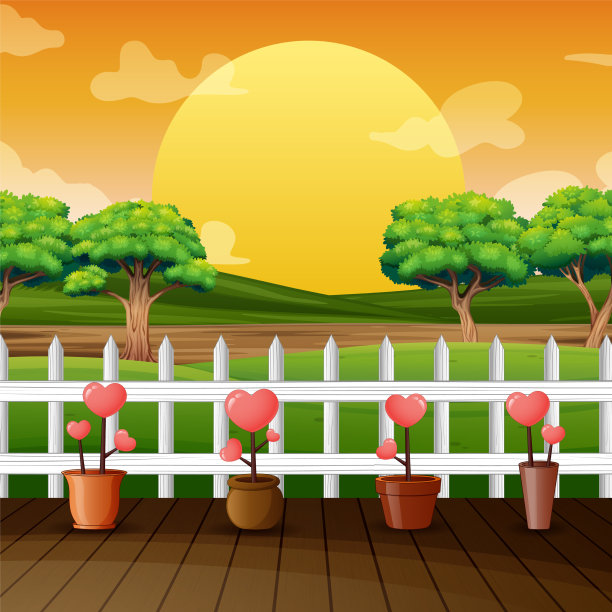 日落与花爱公园图片下载