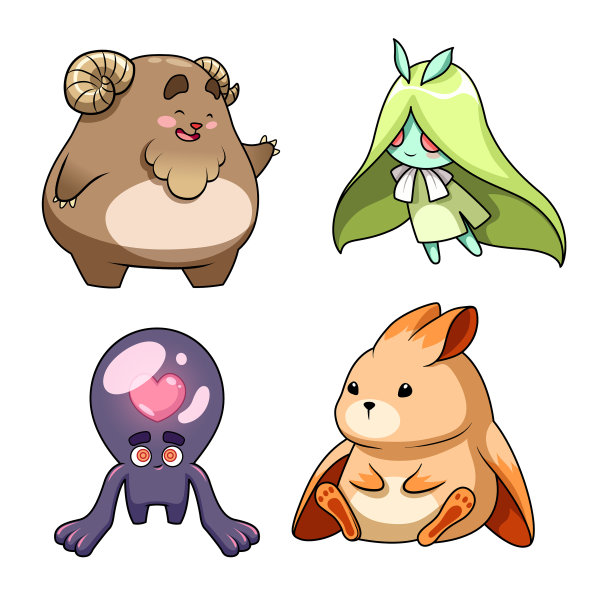 收集可爱的卡通怪物角色图片下载