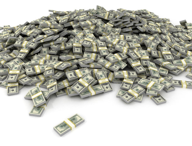白色背景上的大捆美元。金融背景图片下载