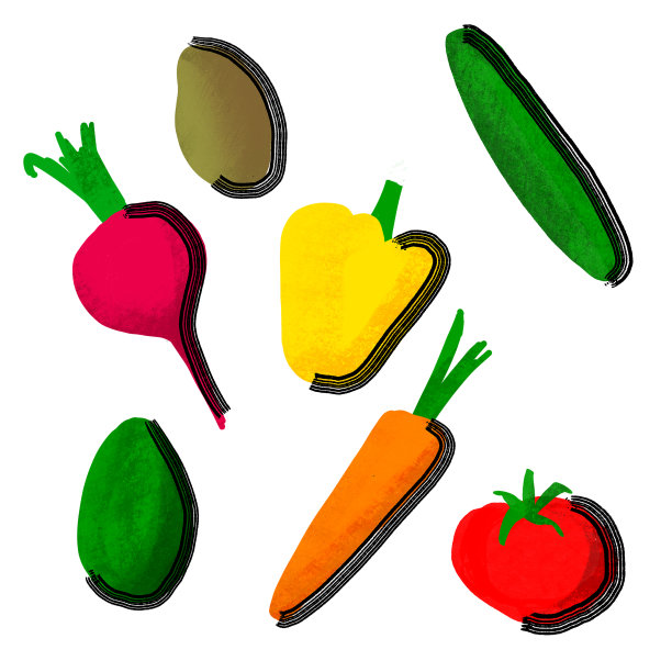 设置蔬菜孤立在白色背景上的插图图片下载