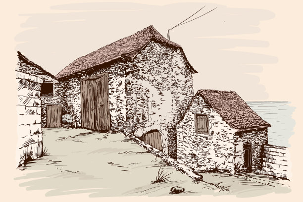 一个村庄的房子图片下载