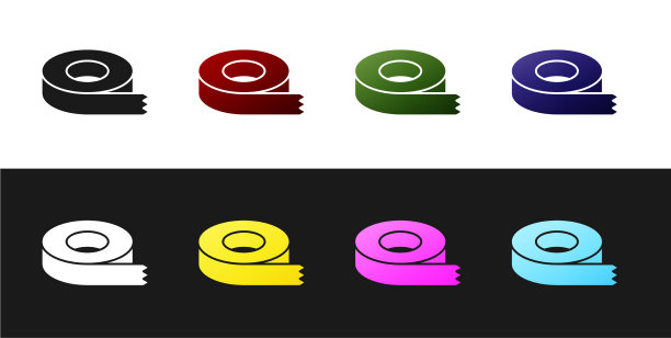 设置透明胶带图标隔离在黑色和白色图片下载