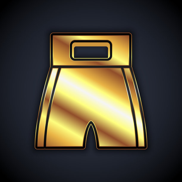 金色拳击短图标孤立在黑色图片下载