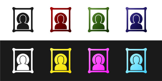 设置基督教图标孤立的黑色和白色图片下载