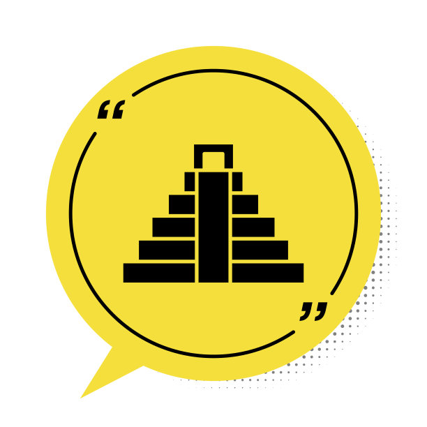 黑色chichen itza在玛雅图标孤立在白色图片下载