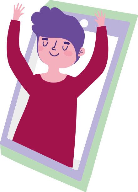 虚拟派对男在屏幕上庆祝图片下载