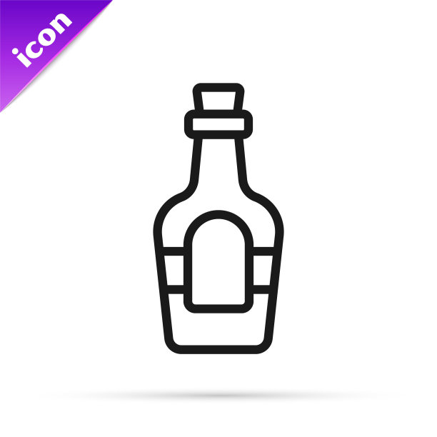 酒精饮料朗姆酒瓶图标孤立在白色背景上。向量图片下载