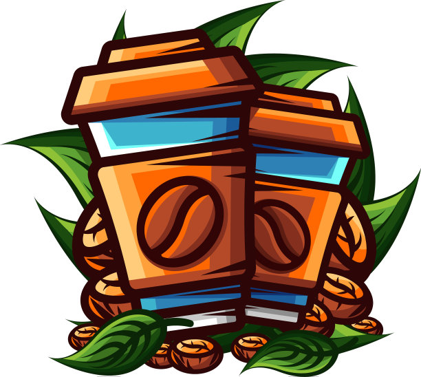 咖啡在尖锐的轮廓风格的数字艺术图片下载