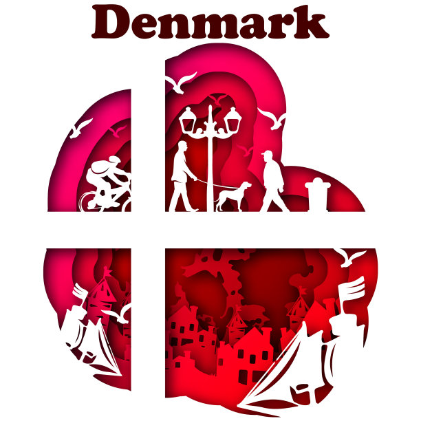 丹麦在纸艺术风格的数字艺术图片下载