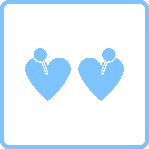 两个情人心与别针图标图片下载