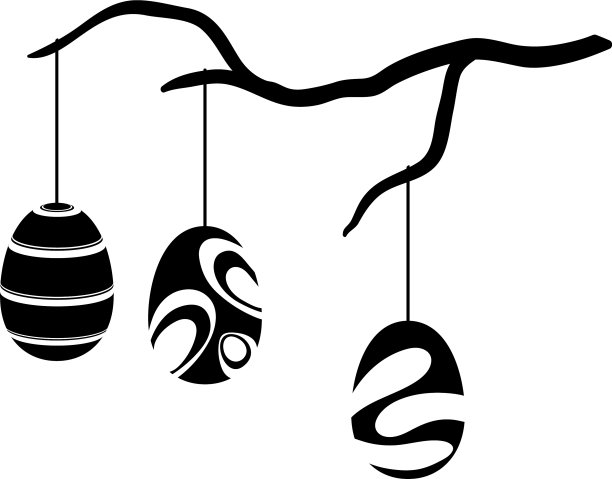 复活节彩蛋挂在树枝上的图标图片下载