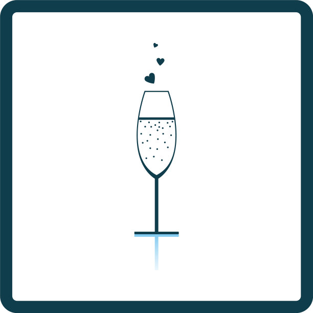 带有心形图标的香槟酒杯图片下载