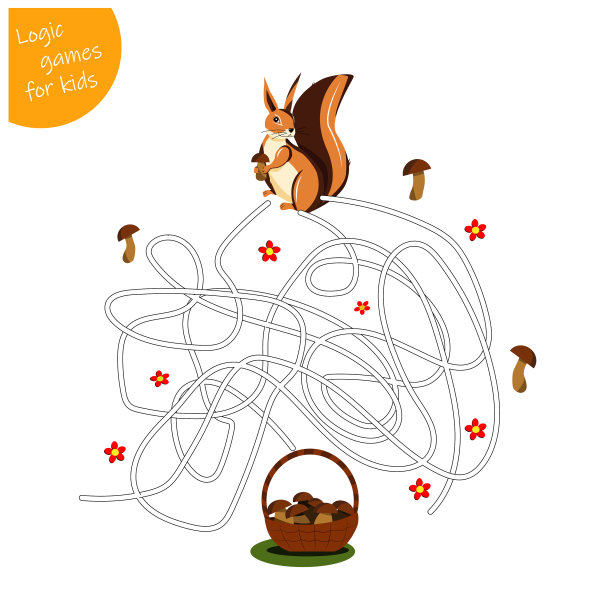 迷宫为小朋友引导松鼠来图片下载