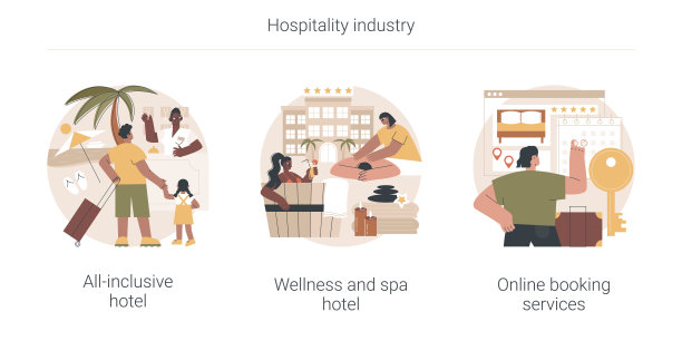 酒店业抽象概念矢量插图。图片下载