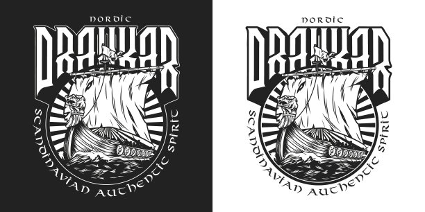 复古维京单色标志图片下载