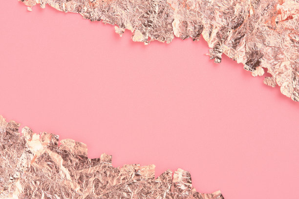 玫瑰金纸撕边框架，粉粉背景，复制空间。图片下载