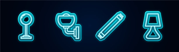 设线落地灯、壁灯和荧光灯图片下载