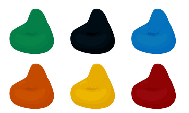 豆袋椅卡通设置孤立在白色图片下载